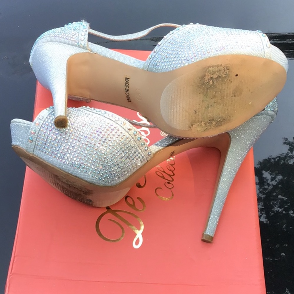 Silver Rhinestone Heels Shoesweddingpromgraduation - image 7
